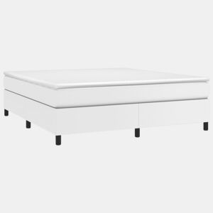Estrutura de Cama de casal moderno com molas 160x200 cm couro artificial branco