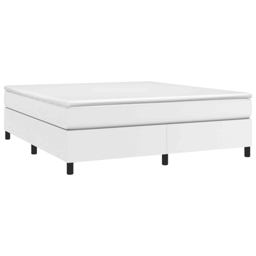 Estrutura de Cama de casal moderno com molas 160x200 cm couro artificial branco