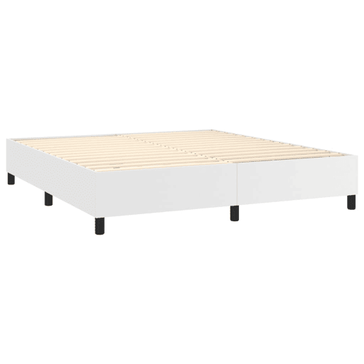 Estrutura de Cama de casal moderno com molas 160x200 cm couro artificial branco
