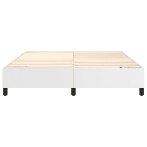 Estrutura de Cama de casal moderno com molas 160x200 cm couro artificial branco