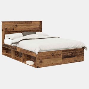 Estrutura de cama de casal com cabeceira - Madeira antiga 150 x 200 cm