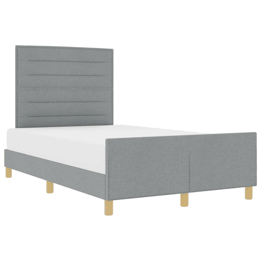 Estrutura da Cama de casal simple Cinzento-claro 160 x 200 cm tecido Estrutura da Cama de casal simple Cinzento-claro 160 x 200 cm tecido