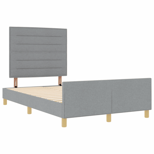 Estrutura da Cama de casal simple Cinzento-claro 160 x 200 cm tecido Estrutura da Cama de casal simple Cinzento-claro 160 x 200 cm tecido