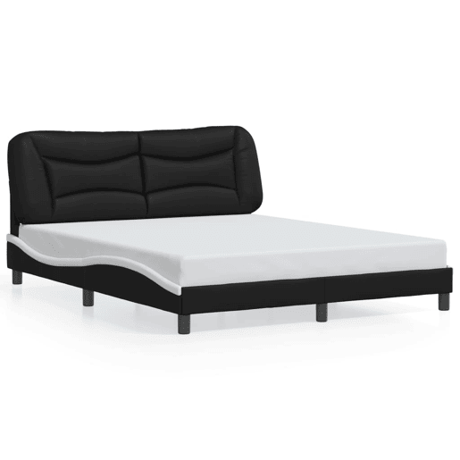 Estrutura de Cama de casal moderno com LED - 160x200cm pretobranco