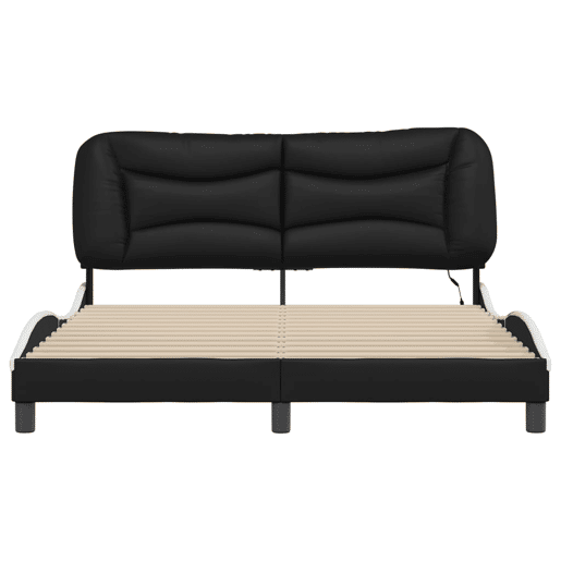 Estrutura de Cama de casal moderno com LED - 160x200cm pretobranco