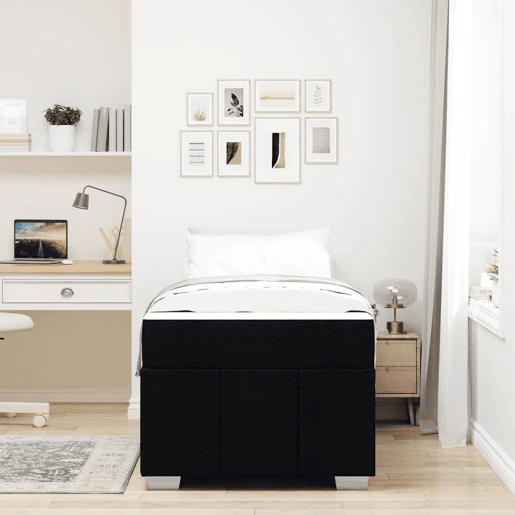 Estrutura de cama de solteiro para adultos com colchão Preto 80 x 200 cm tecido
