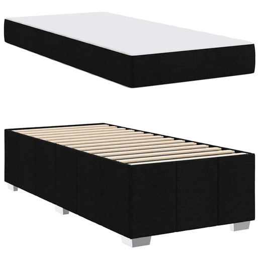 Estrutura de cama de solteiro para adultos com colchão Preto 80 x 200 cm tecido