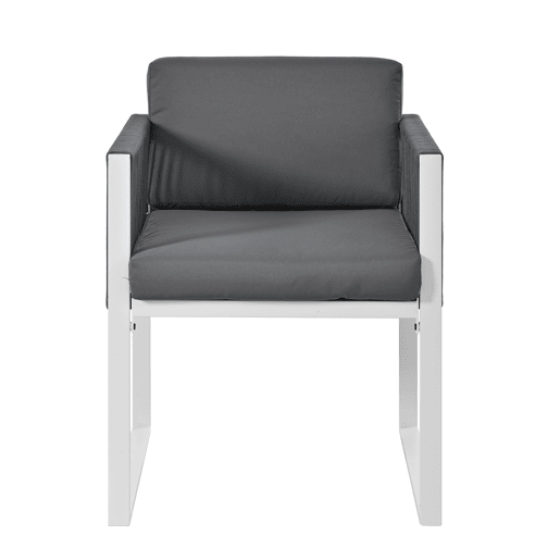 Conjunto de sala de jantar exterior para 6 pessoas - Cadeiras com almofadas, capa de tecido removível e lavável - Cinza, Branco