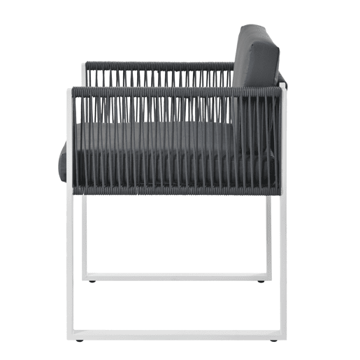 Conjunto de sala de jantar exterior para 6 pessoas - Cadeiras com almofadas, capa de tecido removível e lavável - Cinza, Branco