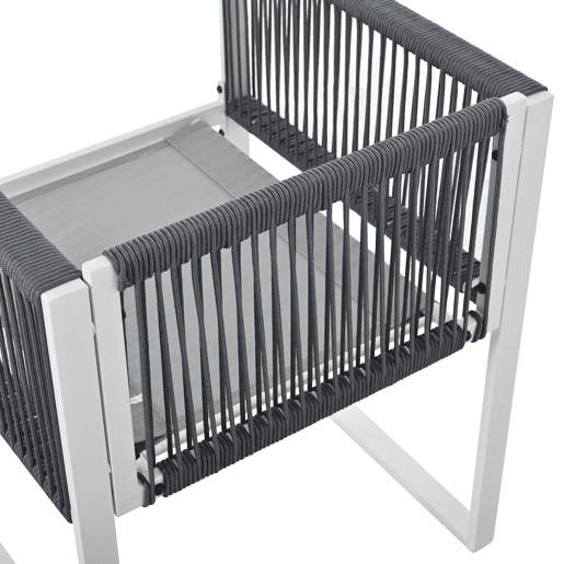Conjunto de sala de jantar exterior para 6 pessoas - Cadeiras com almofadas, capa de tecido removível e lavável - Cinza, Branco