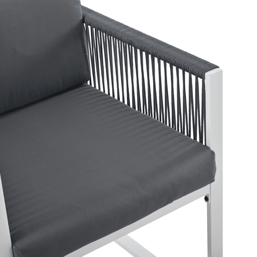 Conjunto de sala de jantar exterior para 6 pessoas - Cadeiras com almofadas, capa de tecido removível e lavável - Cinza, Branco
