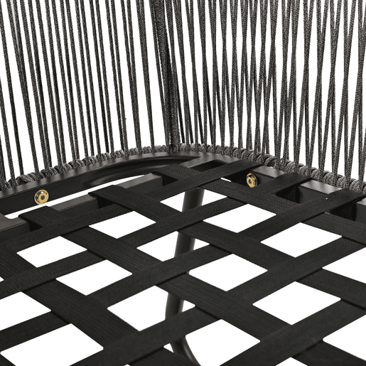 Conjunto de jardim Lounge 5 peças - Estrutura em ferro galvanizado, móveis de jardim em corda, pés ajustáveis, mesa em vidro liso - Cinza