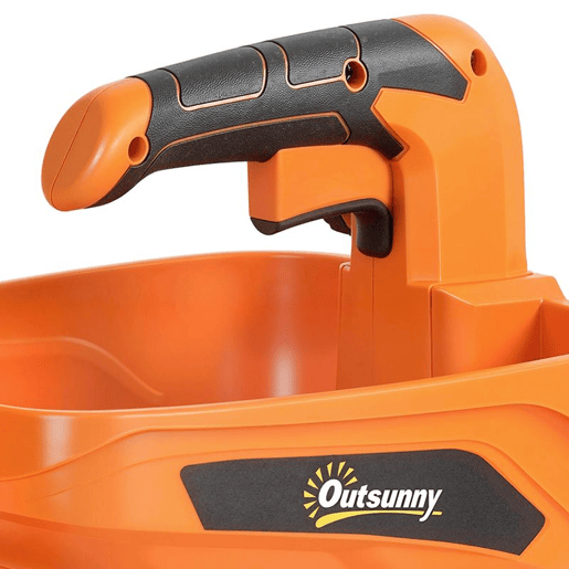 Outsunny Distribuidor Portátil 3,3 L 8 Níveis de Fluxo Largura de Projeção Ajustável em 3 Níveis Porta USB Distribuidor de Sementes para Relva Sal Cascalho até 800 m² Laranja