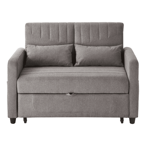 Sofá-cama de 2 lugares - design dobrável, moderno, encosto com 3 posições, algodão-linho - Cinza