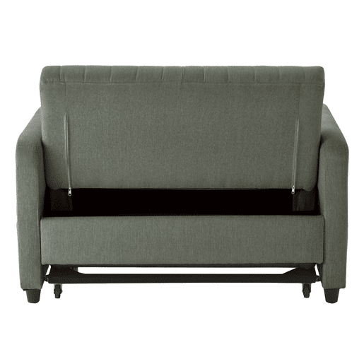 Sofá-cama de 2 lugares - design dobrável, moderno, encosto ajustável, tecido de algodão e linho - Verde militar