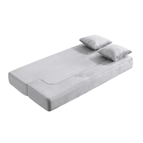 Sofá-cama de 2 lugares - conversível, sem montagem, fácil de transportar - cinzento claro
