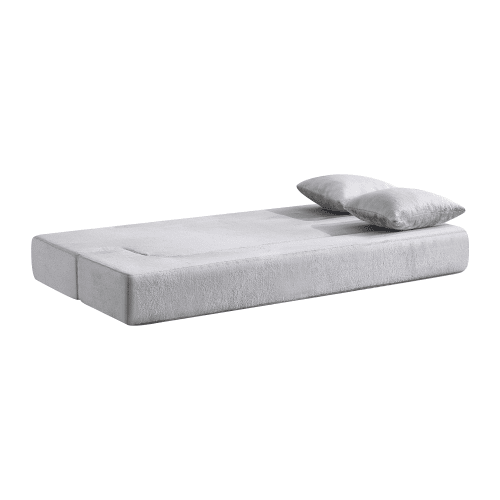Sofá-cama de 2 lugares - conversível, sem montagem, fácil de transportar - cinzento claro