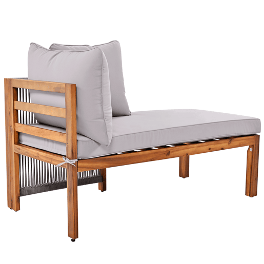 Conjunto de cadeiras de jardim (3 peças) - Estrutura em acácia, braços em corda cinzenta, móveis de jardim em forma de L com pés ajustáveis - Cinza