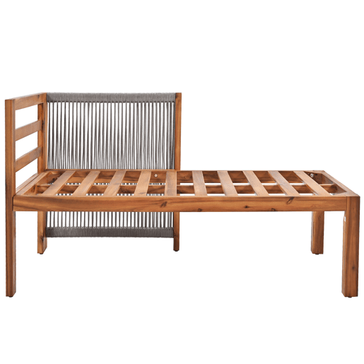 Conjunto de cadeiras de jardim (3 peças) - Estrutura em acácia, braços em corda cinzenta, móveis de jardim em forma de L com pés ajustáveis - Cinza