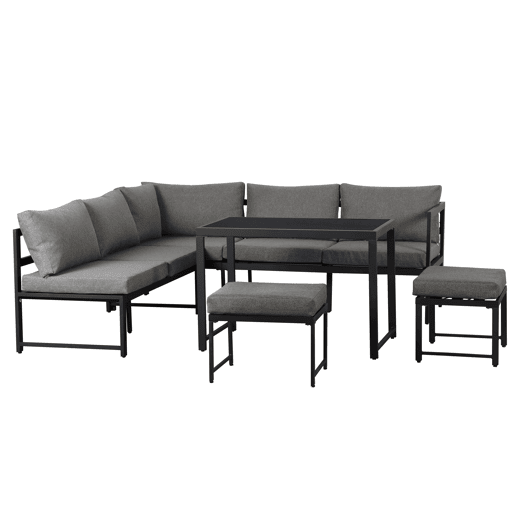 Conjunto de cadeiras de jardim de 4 peças - Alumínio, com função reclinável e encosto ajustável em 4 posições - Preto + Cinza
