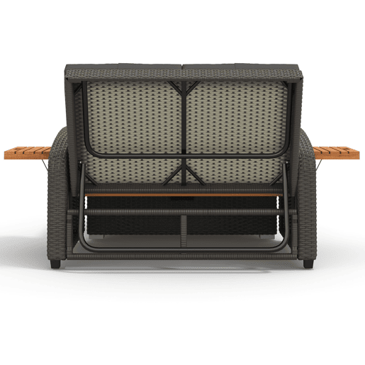 Conjunto de cadeiras de jardim para 2 pessoas - Encosto ajustável, apoio para os pés, com otomano ou como cama exterior - Rattan cinzento