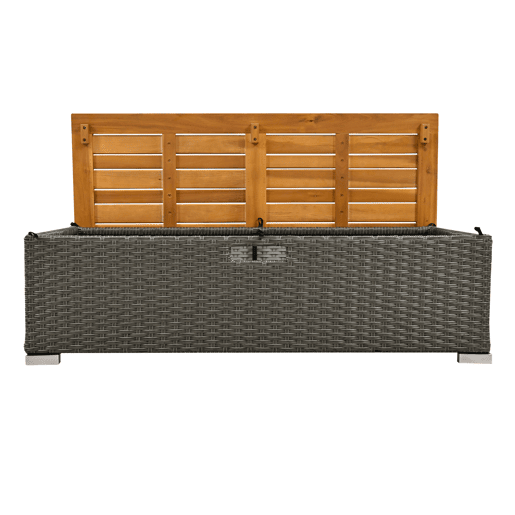 Conjunto de cadeiras de jardim para 2 pessoas - Encosto ajustável, apoio para os pés, com otomano ou como cama exterior - Rattan cinzento