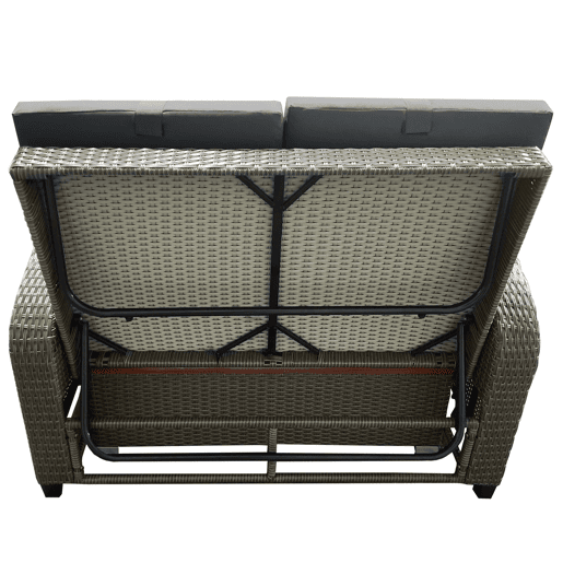 Conjunto de cadeiras de jardim para 2 pessoas - Encosto ajustável, apoio para os pés, com otomano ou como cama exterior - Rattan cinzento