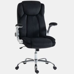 HOMCOM Cadeira de Escritório Apoios de Braços Rebatíveis Assento com Molas Altura Ajustável Função Basculante e Estofada em Veludo 68x69x118 cm Preto