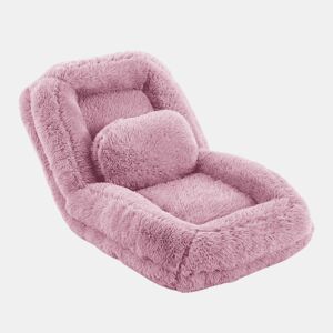 Sofá-cama tipo humano com 5 posições - ajustável, para jogos, meditação e relaxamento, tecido felpudo - Rosa