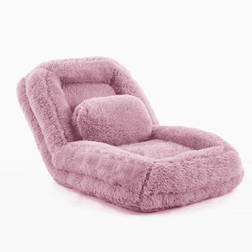 Sofá-cama tipo humano com 5 posições - ajustável, para jogos, meditação e relaxamento, tecido felpudo - Rosa