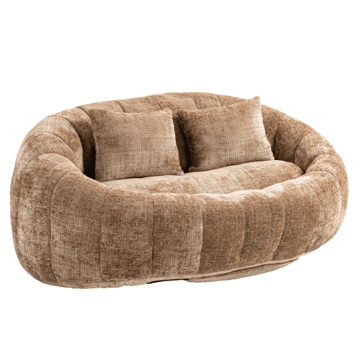 Sofá puff individual - assento confortável e encosto alto, para interior e exterior - cor café