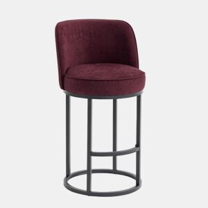 Banco de bar 2 unidades - moderno, acolchoado, pernas metálicas pretas - vermelho vinho