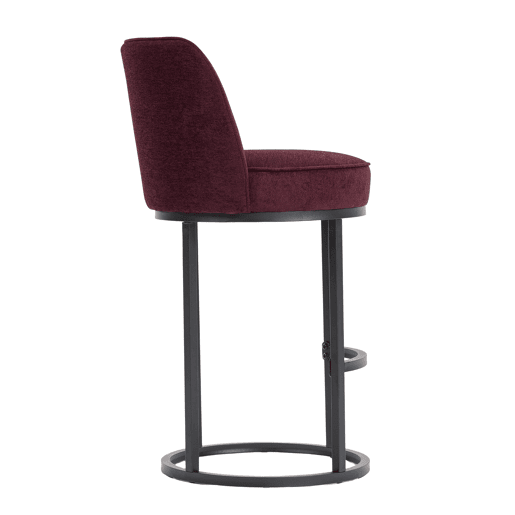 Banco de bar 2 unidades - moderno, acolchoado, pernas metálicas pretas - vermelho vinho