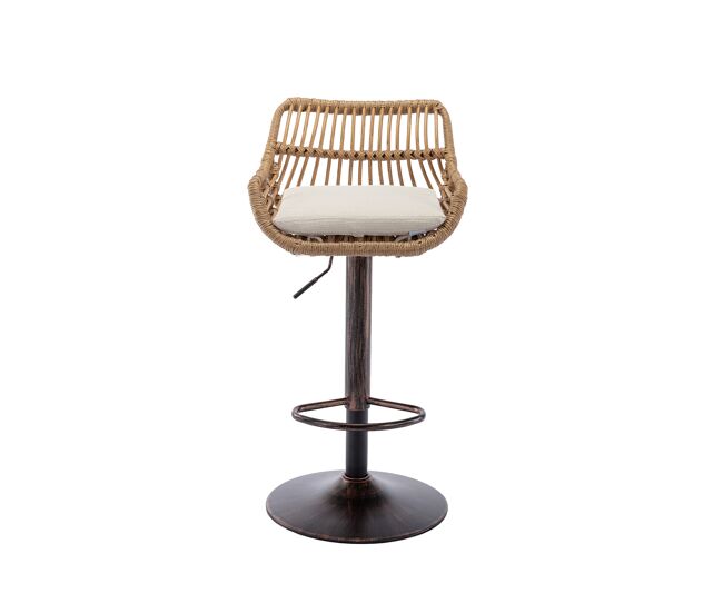 Taburetes de bar set de 2 - altura regulable con reposapiés - beige