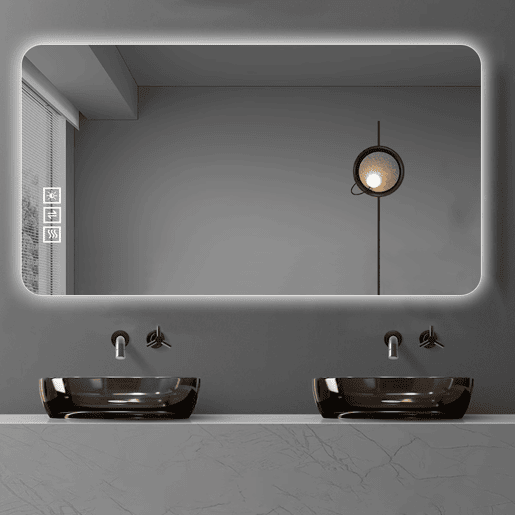 Espelho LED para casa de banho 60x100 cm - Três cores reguláveis, antiembaciamento, retroiluminado - Prateado