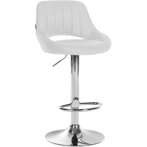 Banqueta de bar x1 com apoio para os pés giratório e ajustável em PVC branco e metal 10_0005213