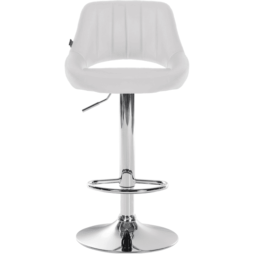 Banqueta de bar x1 com apoio para os pés giratório e ajustável em PVC branco e metal 10_0005213
