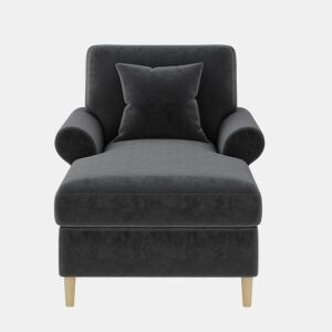 Poltrona Relax XXL - Poltrona de leitura, reclinável, de veludo - Cinza
