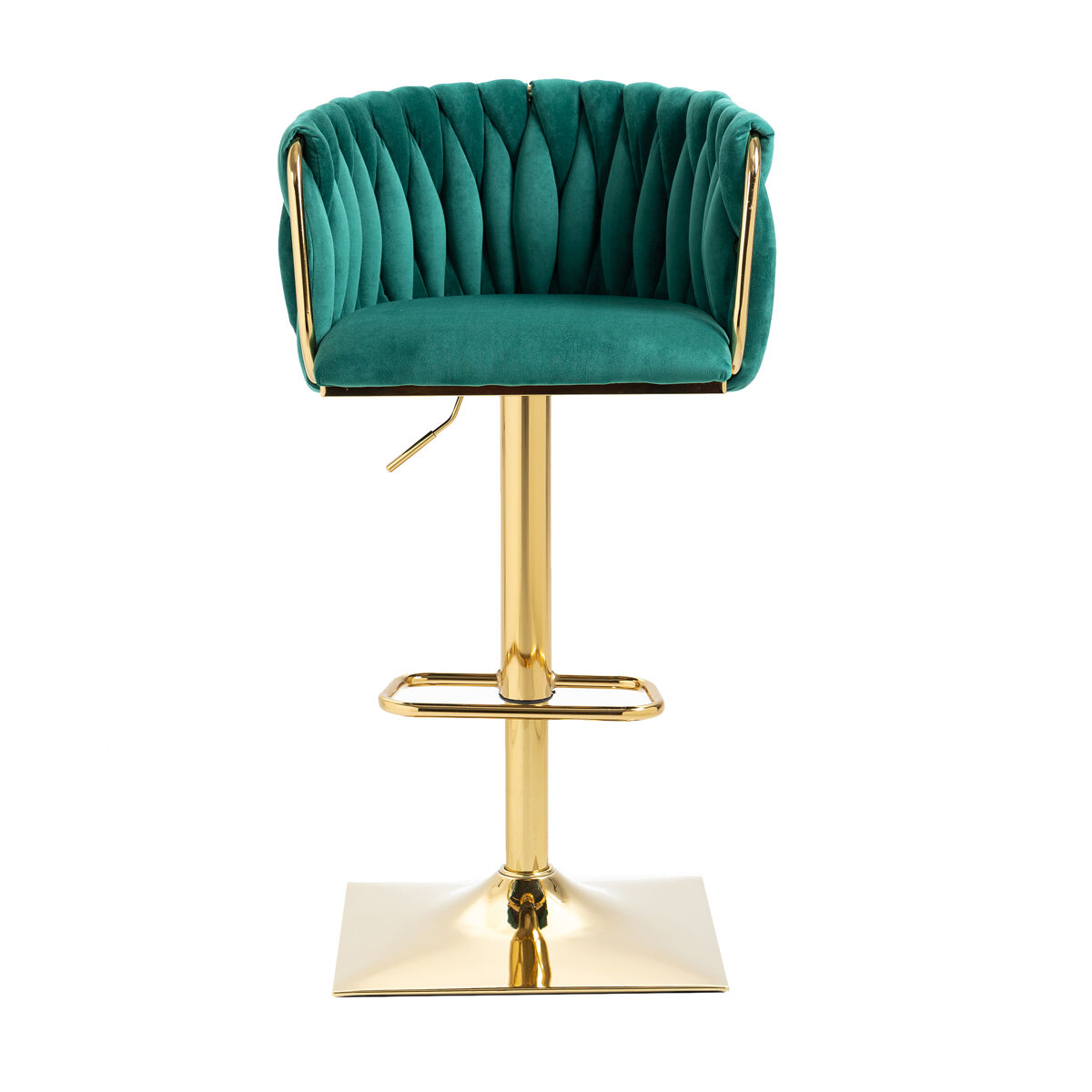 Taburete de bar vintage - altura de mostrador - con respaldo y reposapiés - ideal para cocina y comedor - color esmeralda