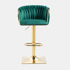 Banco de bar vintage - Altura de balcão - Com encosto e apoio para os pés - Ideal para cozinha e sala de jantar - Cor esmeralda