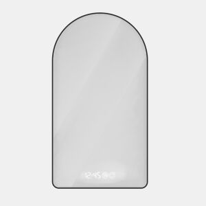 Espelho LED arqueado 70x120cm - Retroiluminado, Anti-embaciamento, Regulável, Ecrã horatemperatura - PretoPrateado