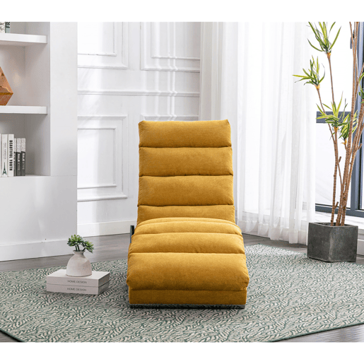Sofá reclinável individual - apoio corporal completo, vibração suave, bolsos laterais - amarelo mostarda