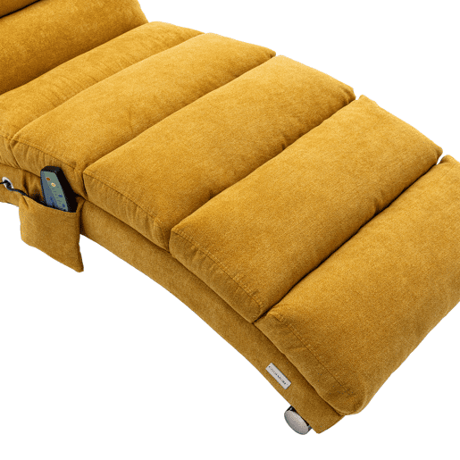 Sofá reclinável individual - apoio corporal completo, vibração suave, bolsos laterais - amarelo mostarda