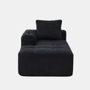 Poltrona reclinável Corduroy - Sem montagem - Almofadas macias - Preto