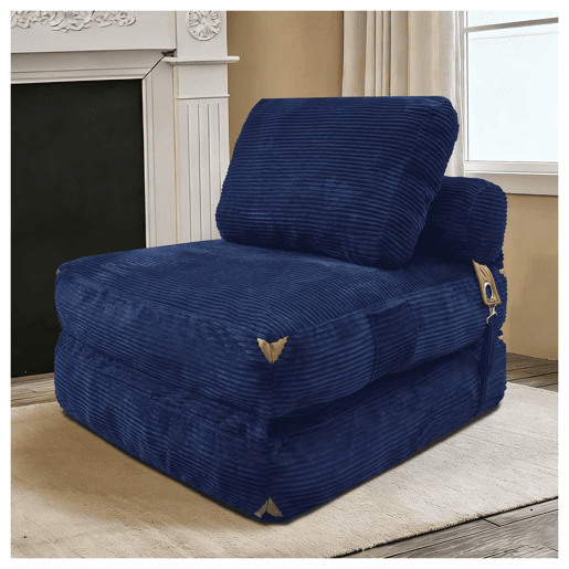 Sofá Individual Moderno - Armazenamento Integrado e Detalhes Elegantes com Borlas - Azul