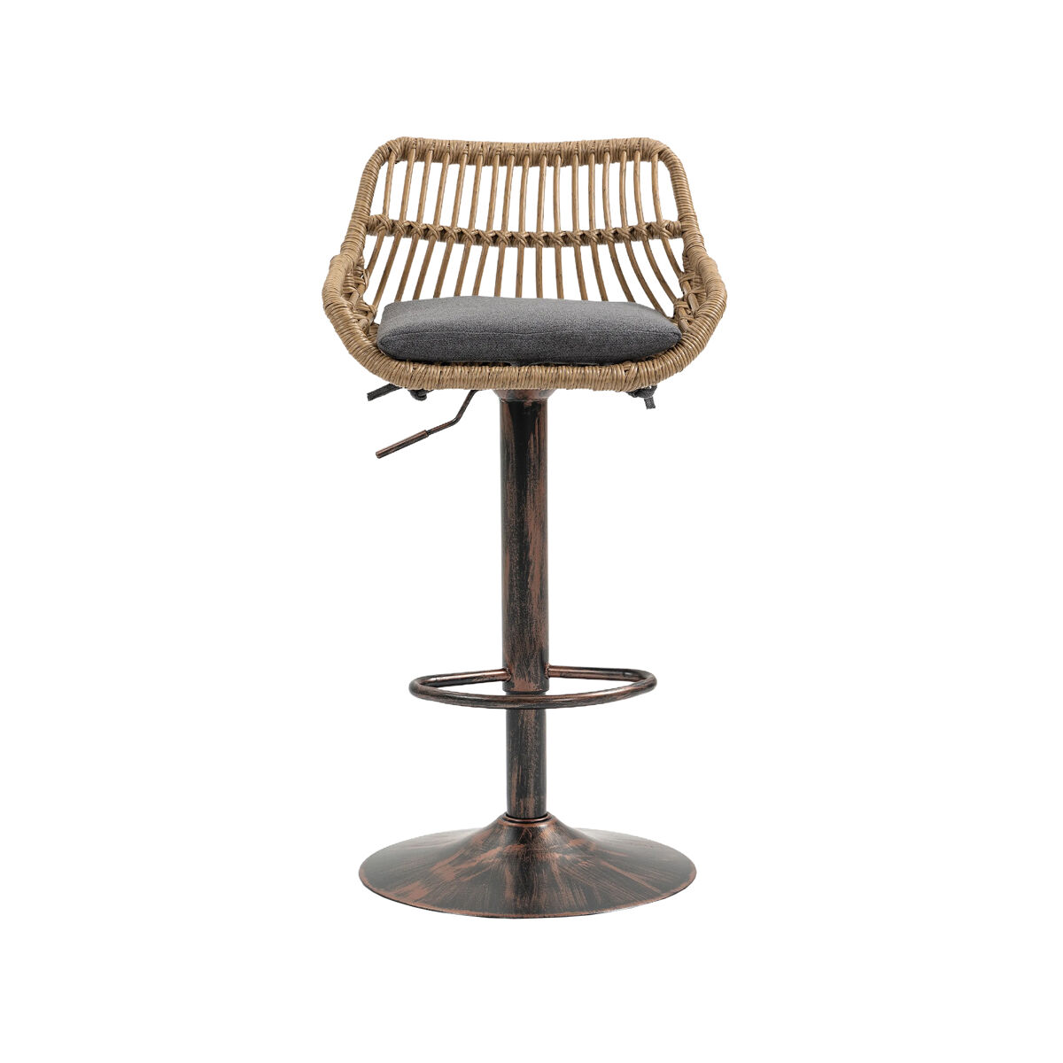Taburete de bar 2 unidades - ajustable con reposapiés para cocina y comedor - gris
