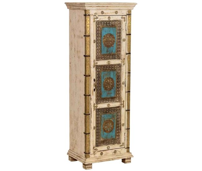 Armario de madera artesanal blanco 53x40x149h cm