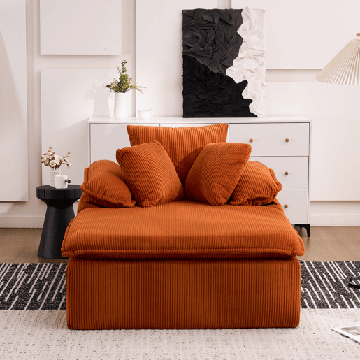 Sofá reclinável 46 cm - design interior, sem estrutura, braços largos, sem instalação - Laranja