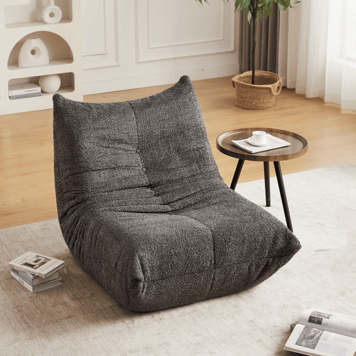 Sofá Togo de chenille - Poltrona baixa sem braços com espuma viscoelástica - Cinza Sofá Togo de chenille - Poltrona baixa sem braços com espuma viscoelástica - Cinza