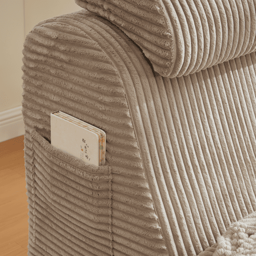 Poltrona ergonómica moderna - Design exclusivo, espuma de compressão, capa removível, bolso lateral - Caqui